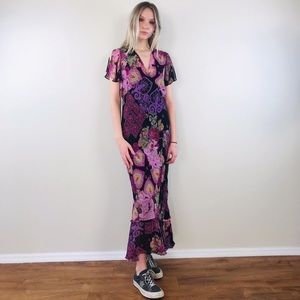 Vintage 90’s Rayon Floral Pleated Dress